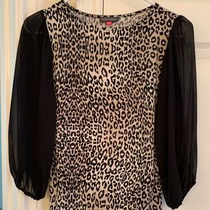 Vince Camuto animal print shirt with sheer long sleeves